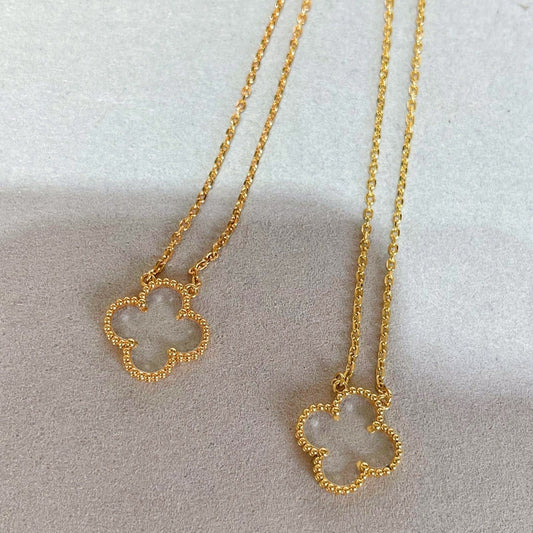 [Psychic Jewelrys]CLOVER ROCK CRYSTAL ROSE GOLD NECKLACE