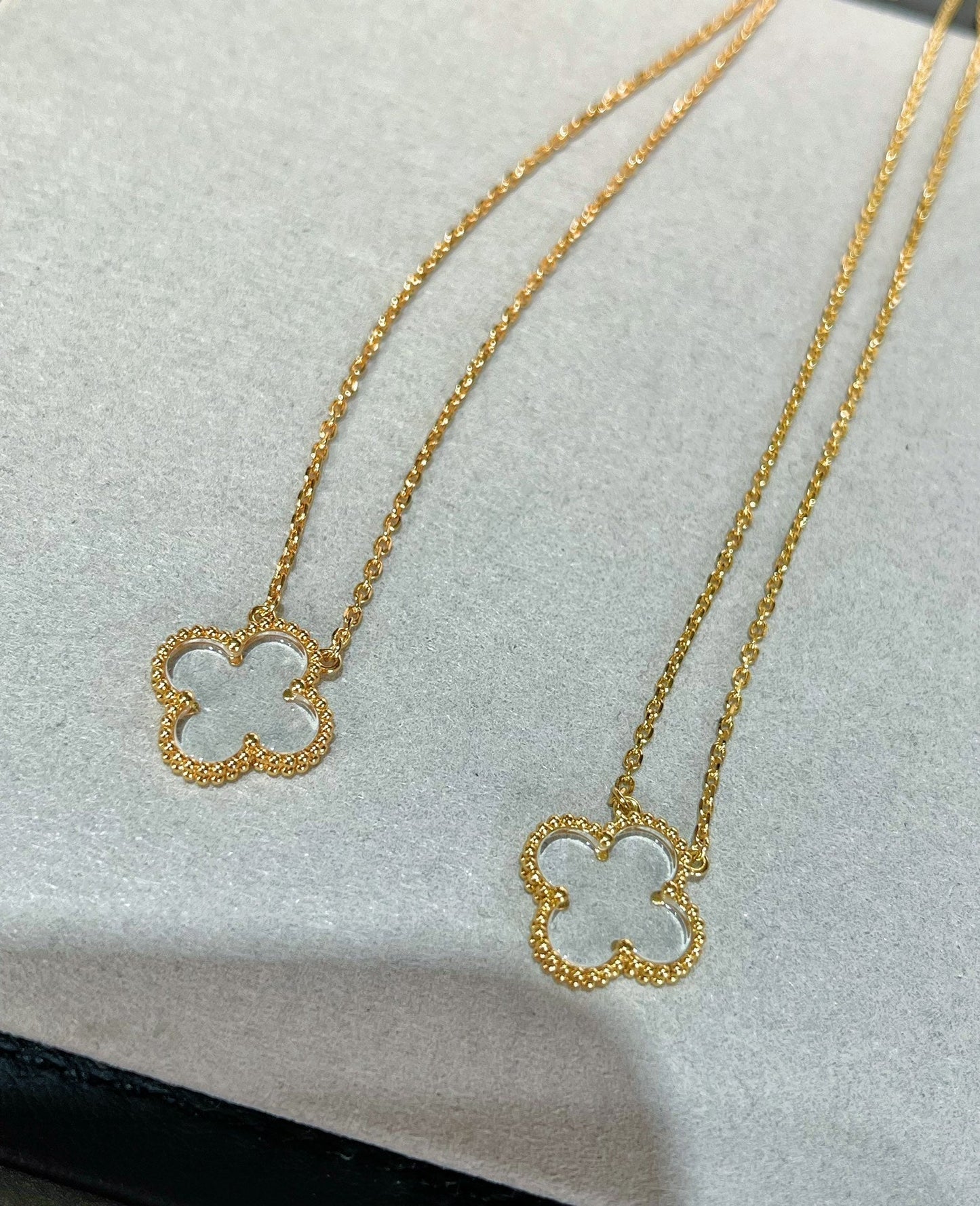 [Psychic Jewelrys]CLOVER ROCK CRYSTAL ROSE GOLD NECKLACE