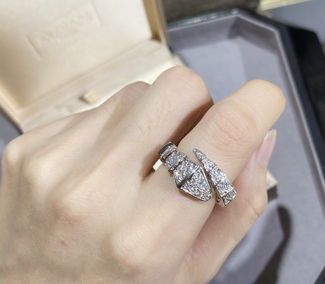 [Psychic Jewelrys]SERPENTI LARGE RING SILVER DIAMOND PAVED