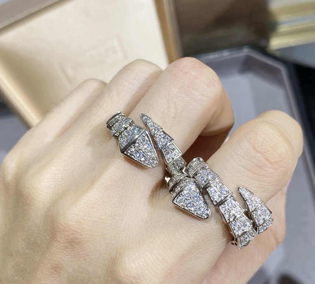 [Psychic Jewelrys]SERPENTI LARGE RING SILVER DIAMOND PAVED