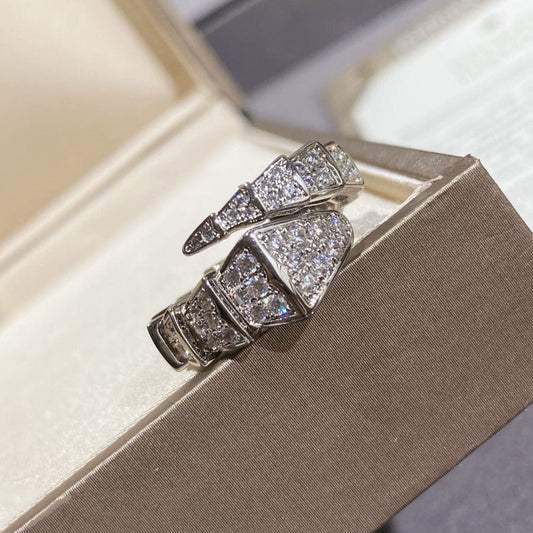 [Psychic Jewelrys]SERPENTI LARGE RING SILVER DIAMOND PAVED