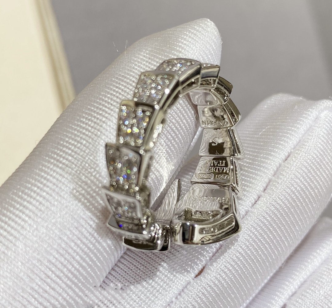 [Psychic Jewelrys]SERPENTI LARGE RING SILVER DIAMOND PAVED