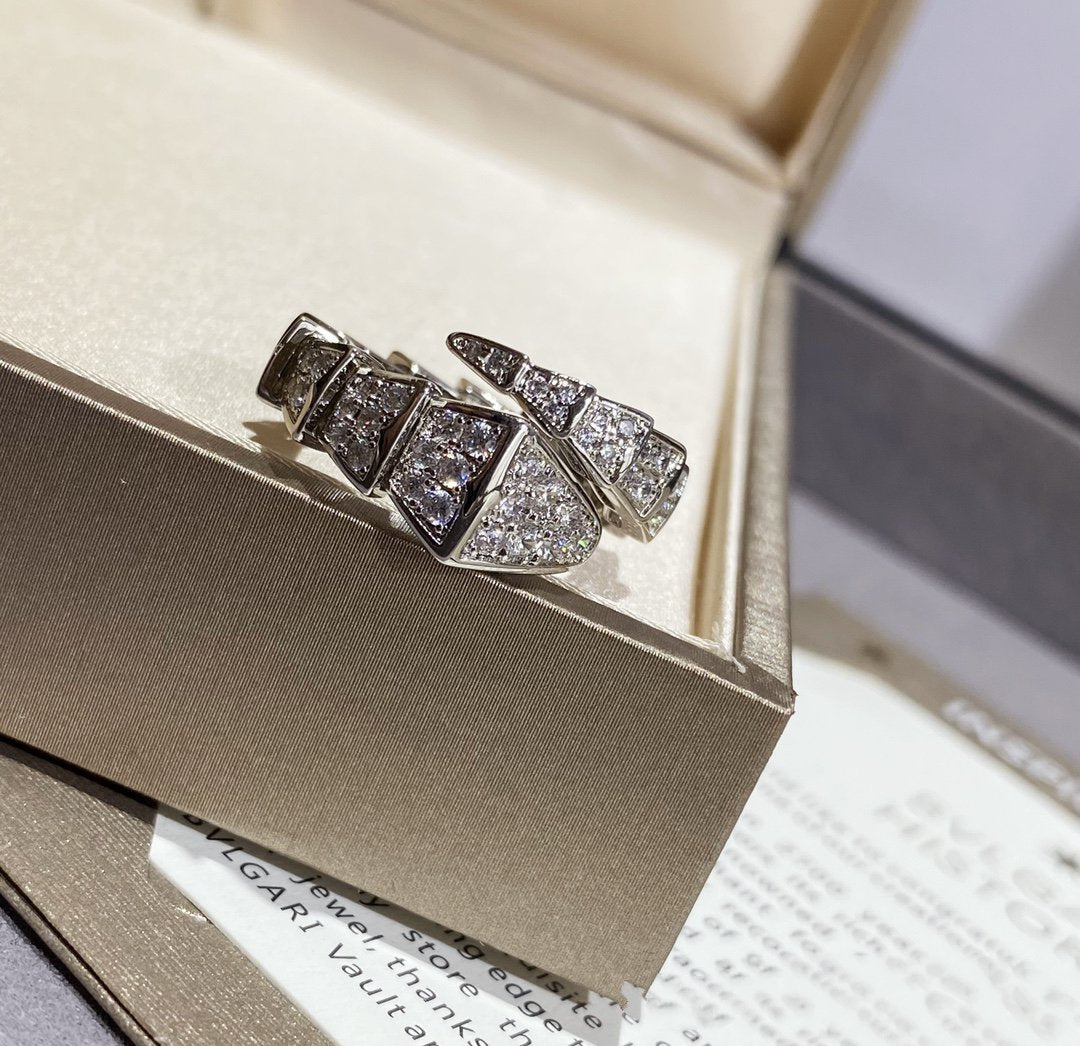 [Psychic Jewelrys]SERPENTI LARGE RING SILVER DIAMOND PAVED