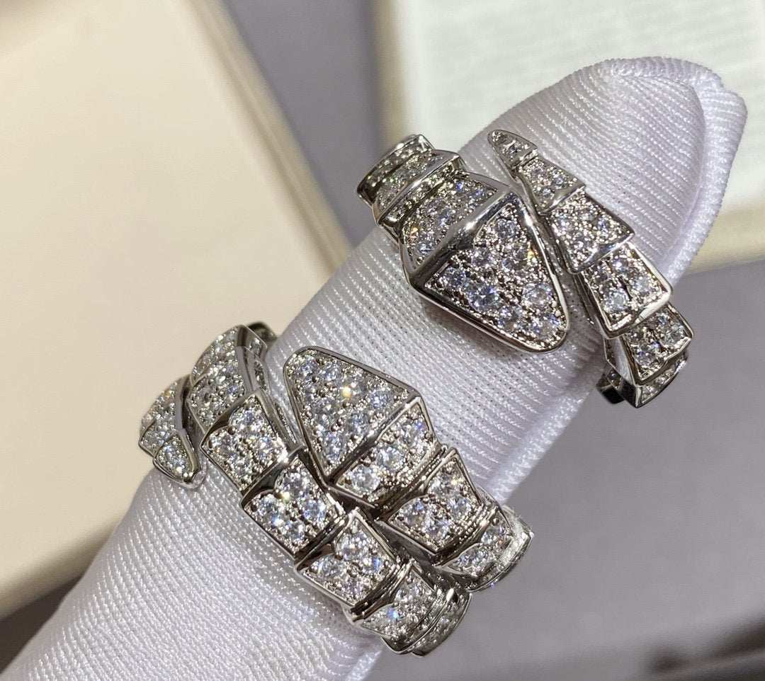 [Psychic Jewelrys]SERPENTI LARGE RING SILVER DIAMOND PAVED