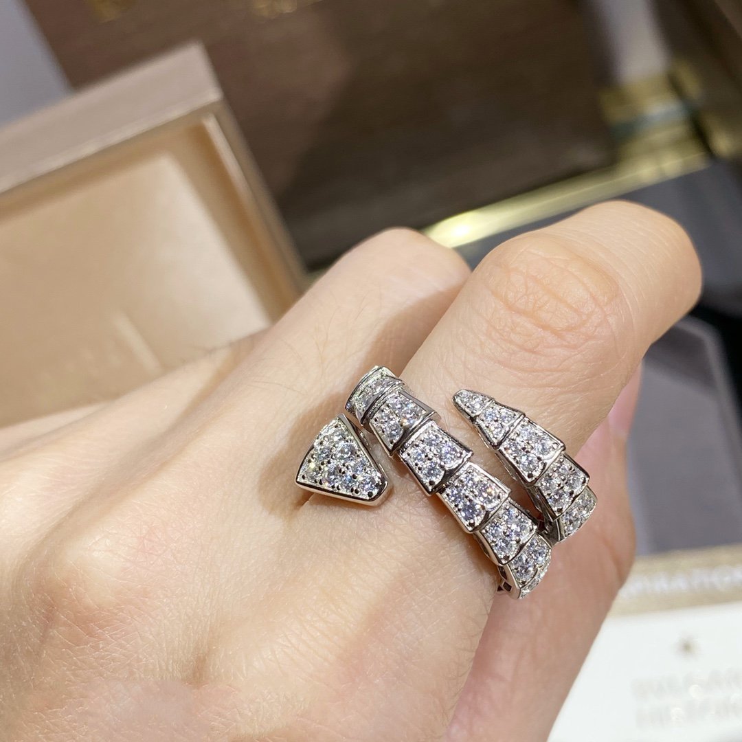 [Psychic Jewelrys]SERPENTI DOUBLE RING SILVER DIAMOND PAVED