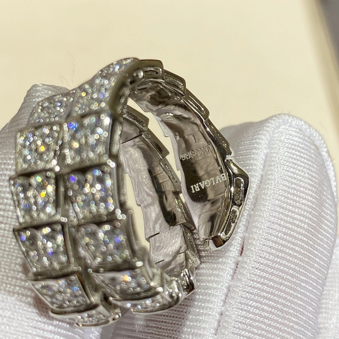 [Psychic Jewelrys]SERPENTI DOUBLE RING SILVER DIAMOND PAVED