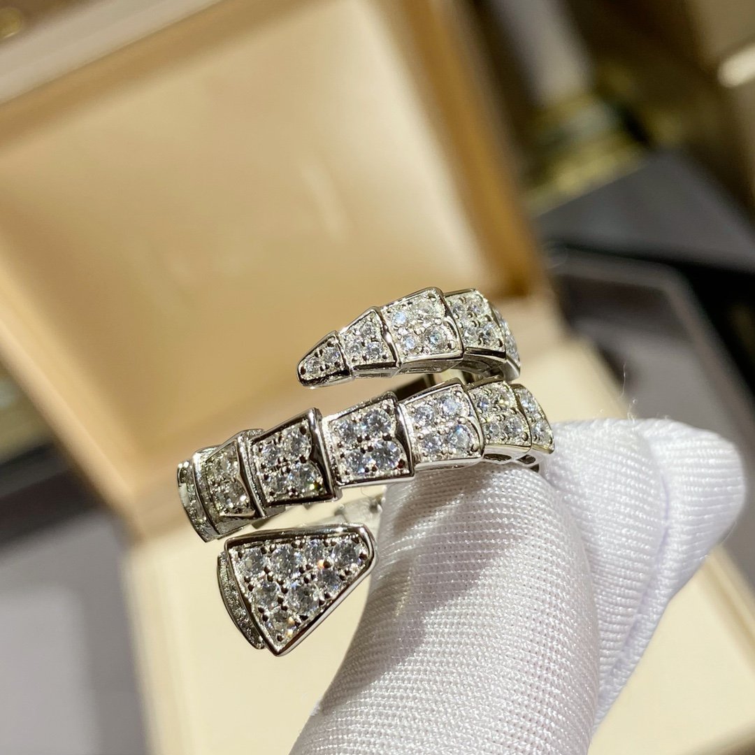 [Psychic Jewelrys]SERPENTI DOUBLE RING SILVER DIAMOND PAVED