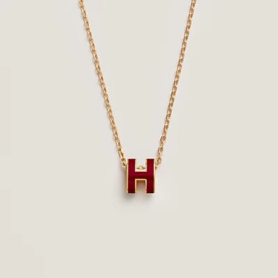 [Psychic Jewelrys]HM CLIC RED ENAMEL GOLD NECKLACE