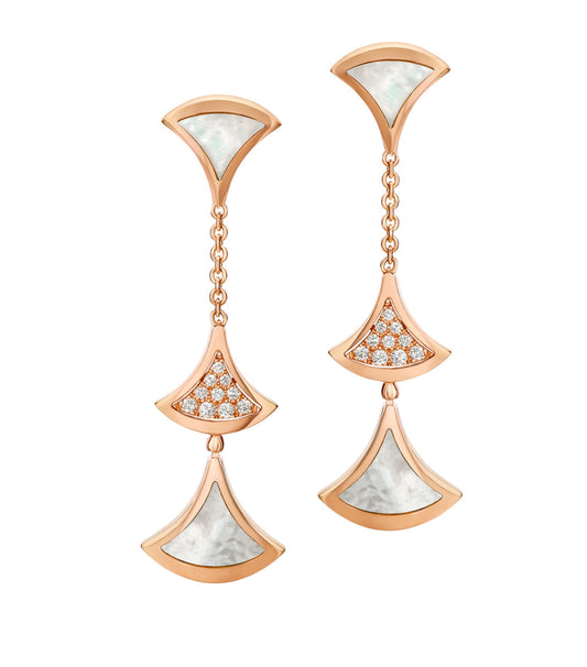 [Psychic Jewelrys]DREAM EARRINGS 3 MOTIFS DIAMOND MOP PINK GOLD