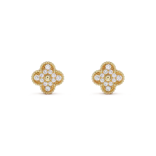 [Psychic Jewelrys]CLOVER MEDIUM 1 MOTIFS FUll DIAMOND EARRINGS