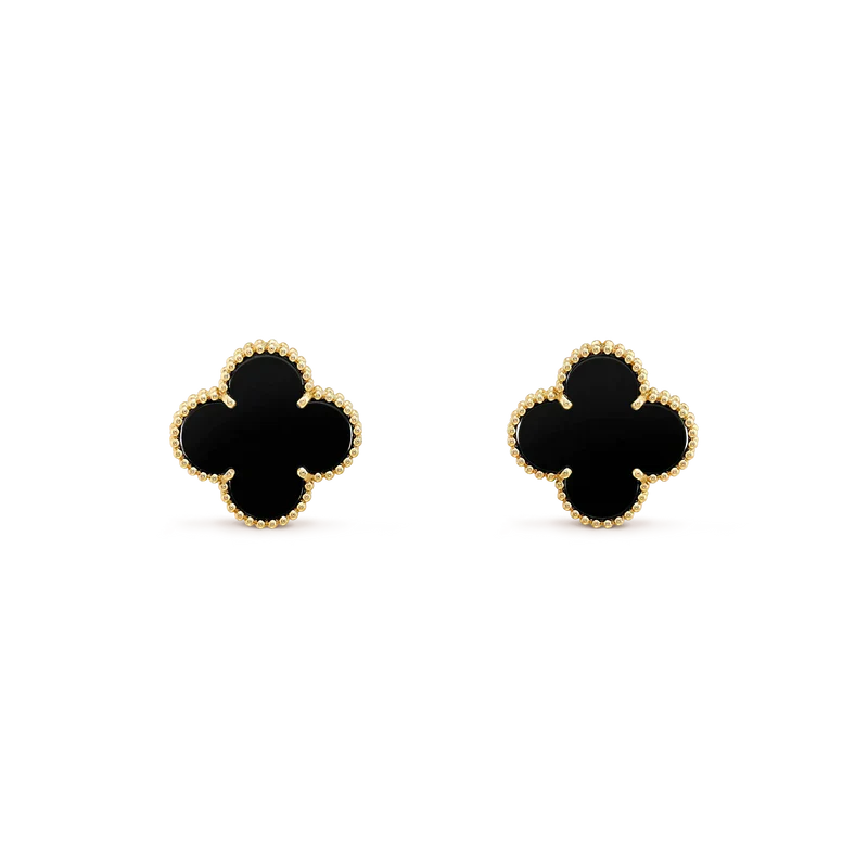 [Psychic Jewelrys]CLOVER MEDIUM 1 MOTIFS  ONYX STUD EARRINGS