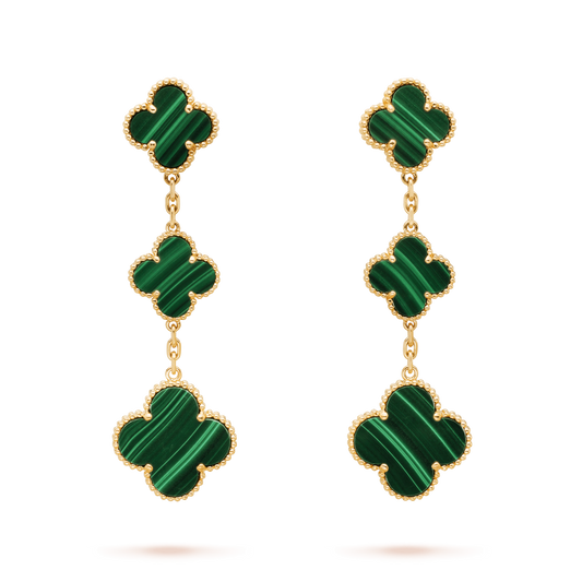 [Psychic Jewelrys]CLOVER MALACHITE 3 MOTIFS GOLD