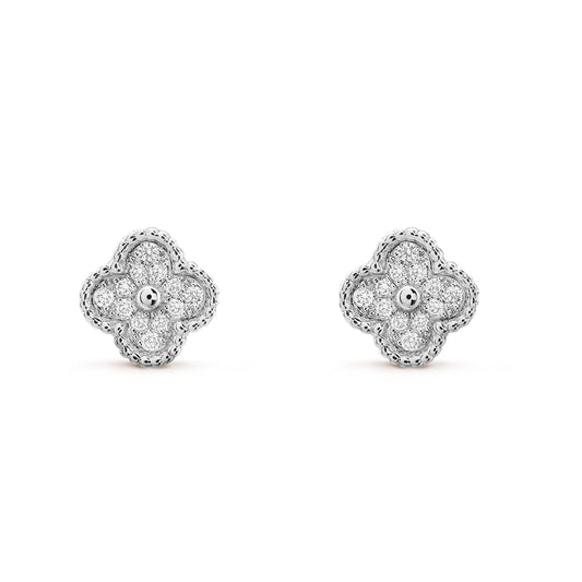 [Psychic Jewelrys]CLOVER MINI DIAMOND STUD EARRINGS