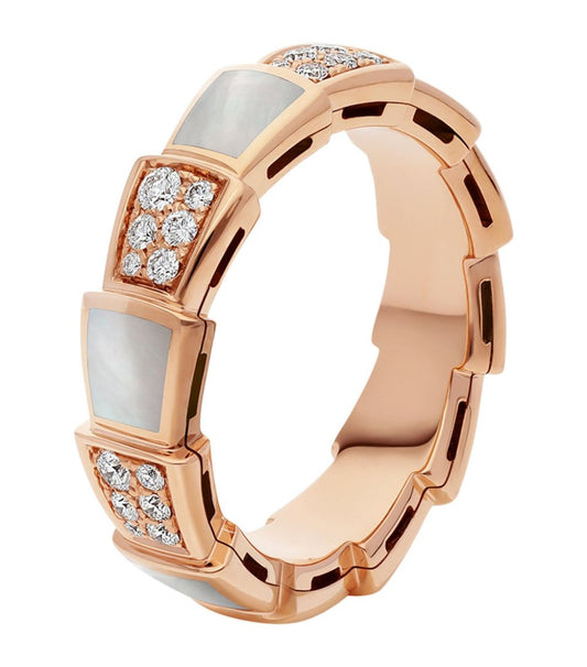 [Psychic Jewelrys]SERPENTI RING PINK GOLD MOP DIAMOND PAVED 4MM