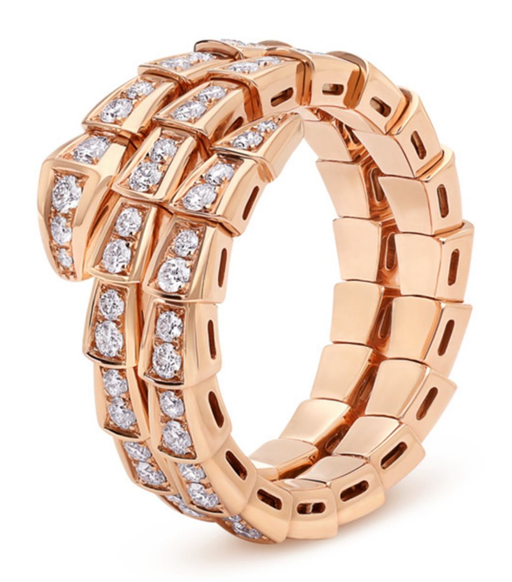 [Psychic Jewelrys]SERPENTI RING PINK GOLD DIAMOND DOUBLE ROW
