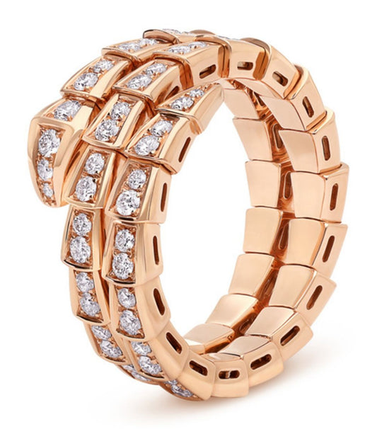 [Psychic Jewelrys]SERPENTI RING PINK GOLD DIAMOND DOUBLE ROW