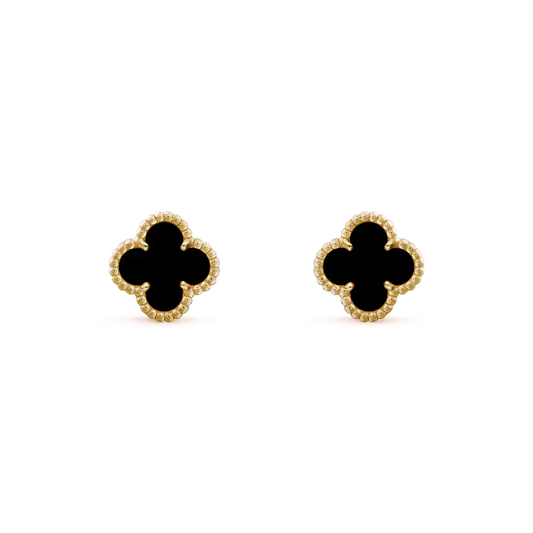 [Psychic Jewelrys]CLOVER MINI 9.5MM BLACK MOP EARRINGS