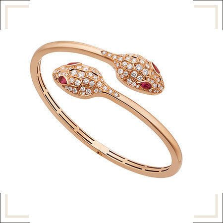 [Psychic Jewelrys]SERPENTI BRACELET PINK GOLD DIAMOND DOUBLE SNAKE