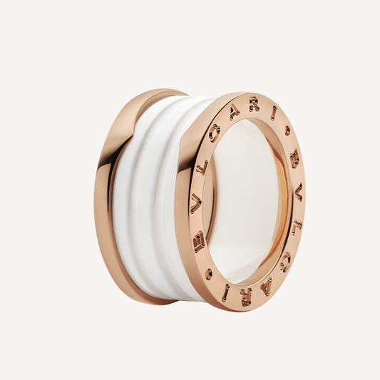 [Psychic Jewelrys]ZERO 1 FOUR-BAND LOOPS AND WHITE CERAMIC SPIRAL PINK GOLD RING