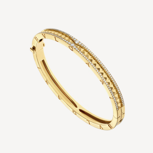 [Psychic Jewelrys]ZERO 1 SPIRAL AND PAVED DIAMOND GOLD BRACELET