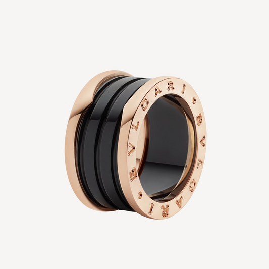 [Psychic Jewelrys]ZERO 1 FOUR-BAND LOOPS AND BLACK CERAMIC SPIRAL PINK GOLD RING