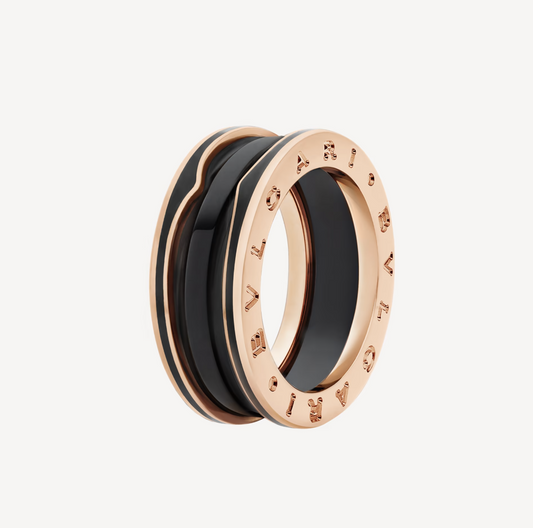 [Psychic Jewelrys]ZERO 1 TWO-BAND WITH MATTE BLACK CERAMIC PINK GOLD RING