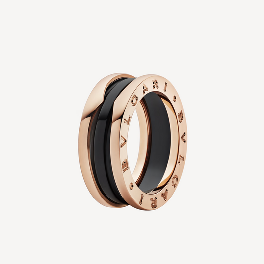 [Psychic Jewelrys]ZERO 1 TWO-BAND LOOPS AND BLACK CERAMIC PINK GOLD RING