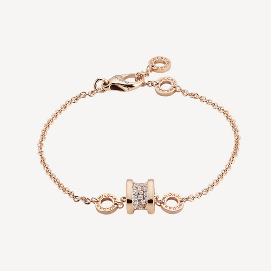 [Psychic Jewelrys]ZERO 1 SOFT PINK GOLD WITH PAVED DIAMONDS ON THE SPIRAL BRACELET