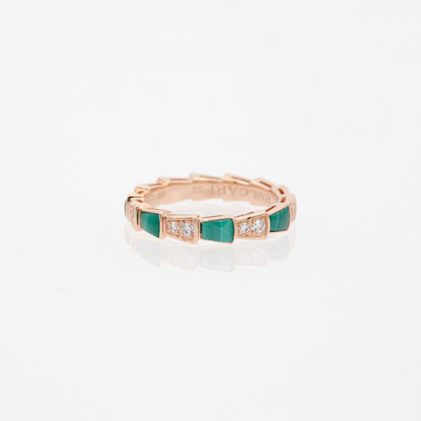 [Psychic Jewelrys]SERPENTI RING PINK GOLD MALACHITE DIAMOND 3MM