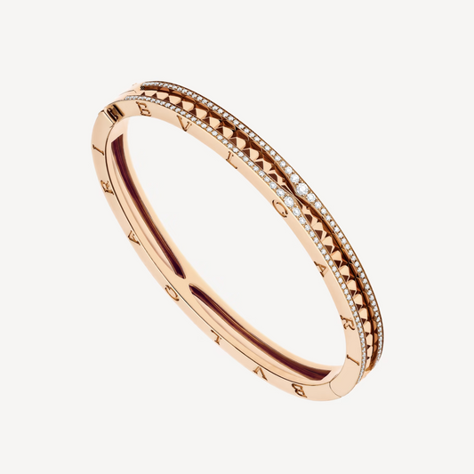 [Psychic Jewelrys]ZERO 1 SPIRAL AND PAVED DIAMOND PINK GOLD BRACELET