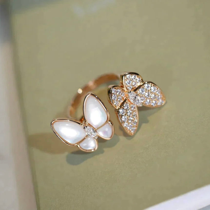 [Psychic Jewelrys]TWIN BUTTERFLY DIAMOND MOP RING