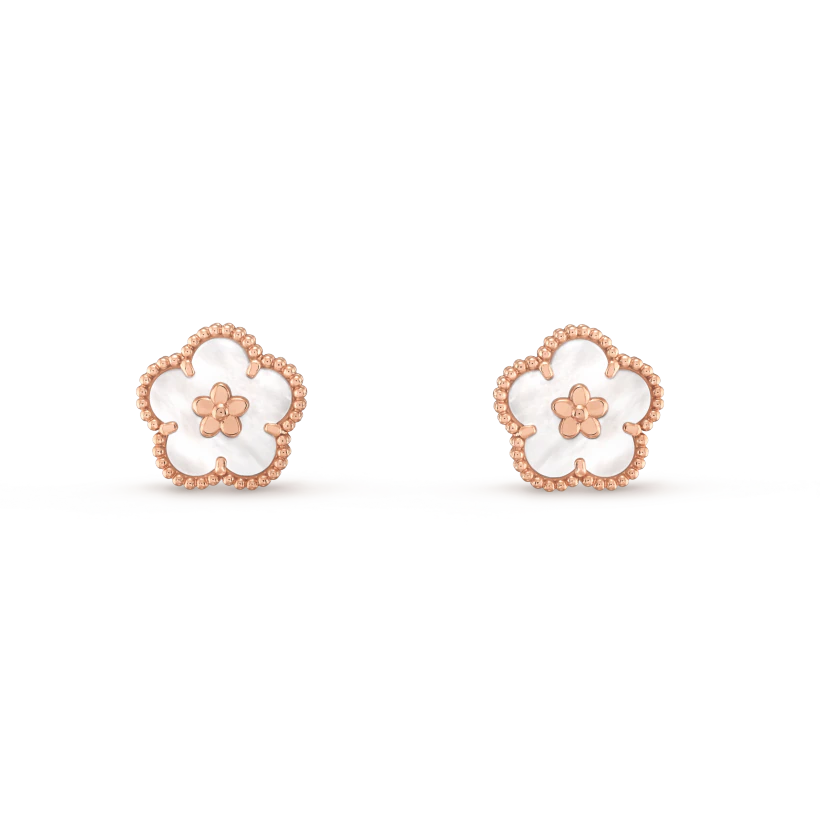 [Psychic Jewelrys]LUCKY PINK GOLD WHITE MOP EARRINGS