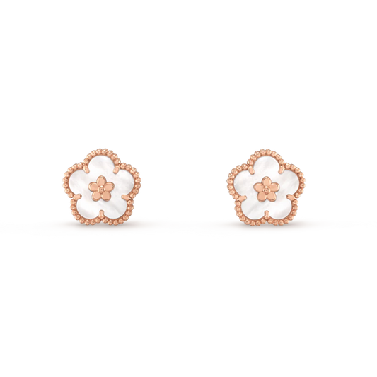 [Psychic Jewelrys]LUCKY PINK GOLD WHITE MOP EARRINGS