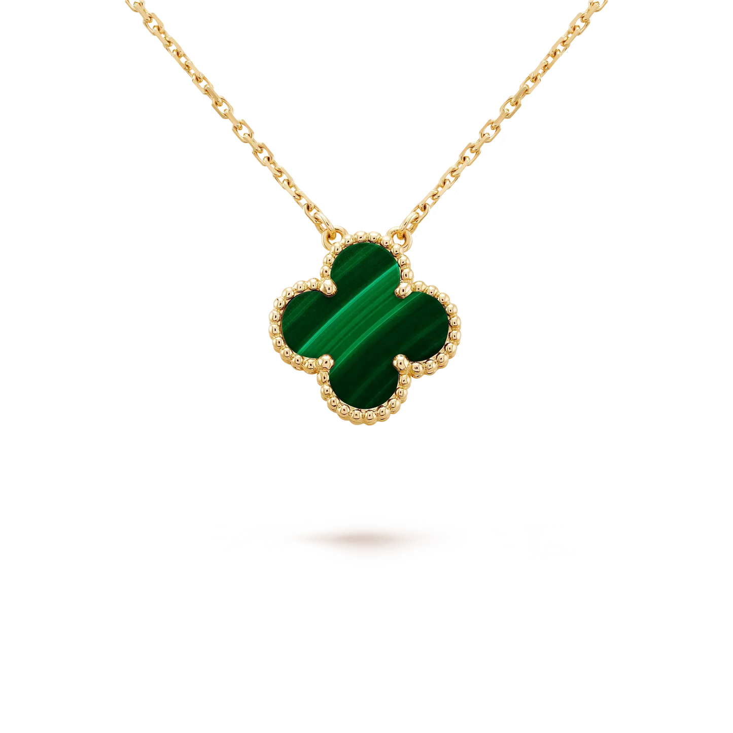 [Psychic Jewelrys]CLOVER 15MM MALACHITE SINGLE FLOWER  NECKLACE