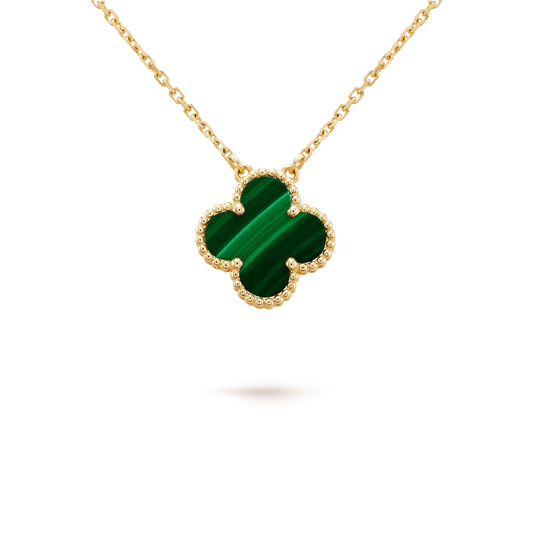 [Psychic Jewelrys]CLOVER 15MM MALACHITE SINGLE FLOWER  NECKLACE