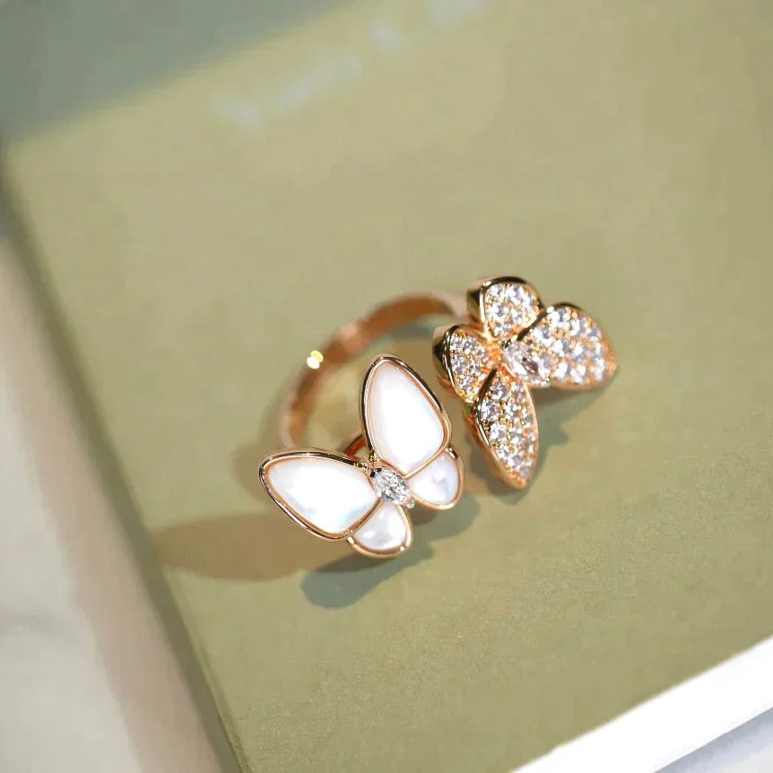 [Psychic Jewelrys]TWIN BUTTERFLY DIAMOND MOP RING