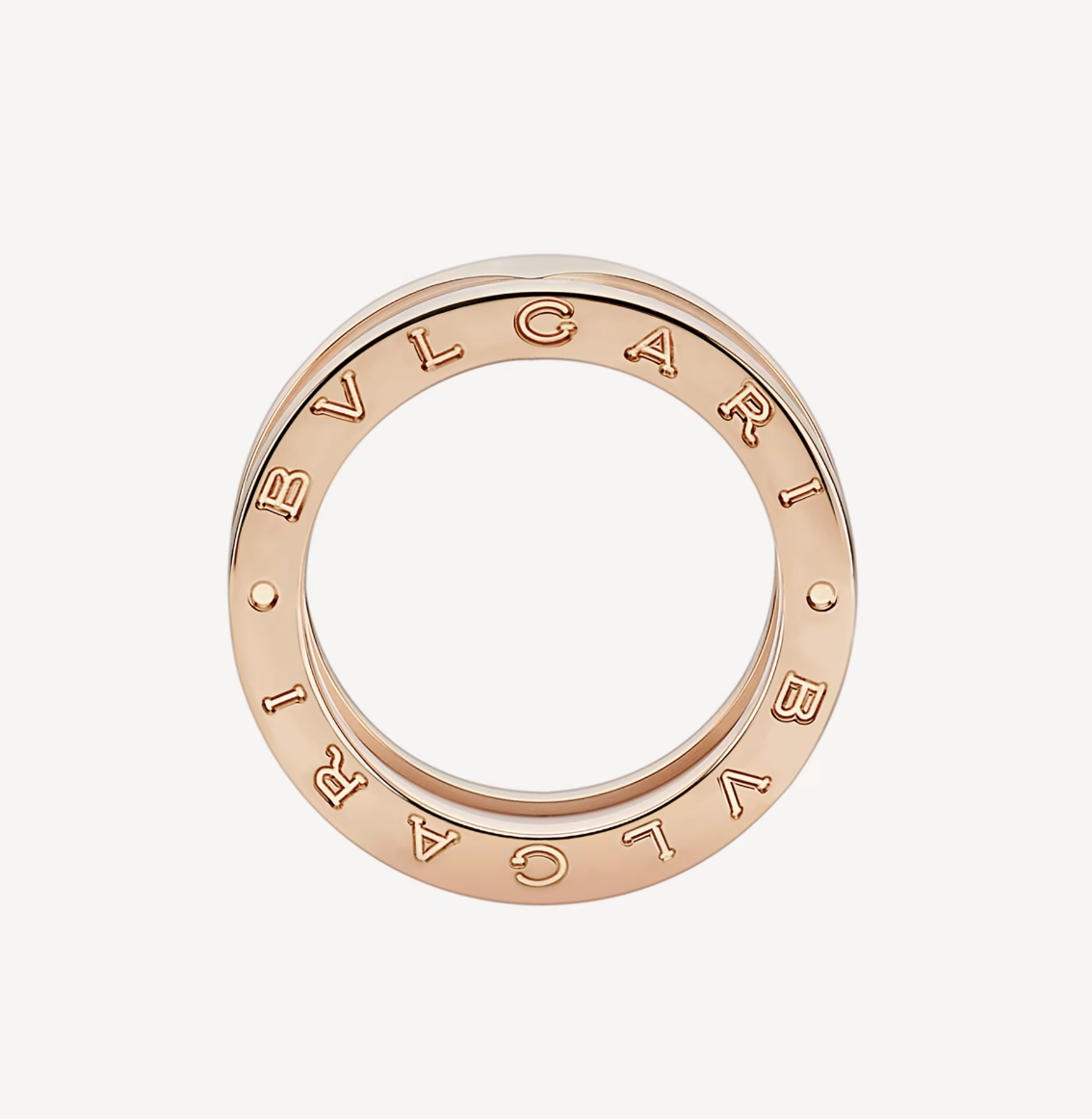 [Psychic Jewelrys]ZERO 1 TWO-BAND LOOPS AND WHITE CERAMIC SPIRAL PINK GOLD RING