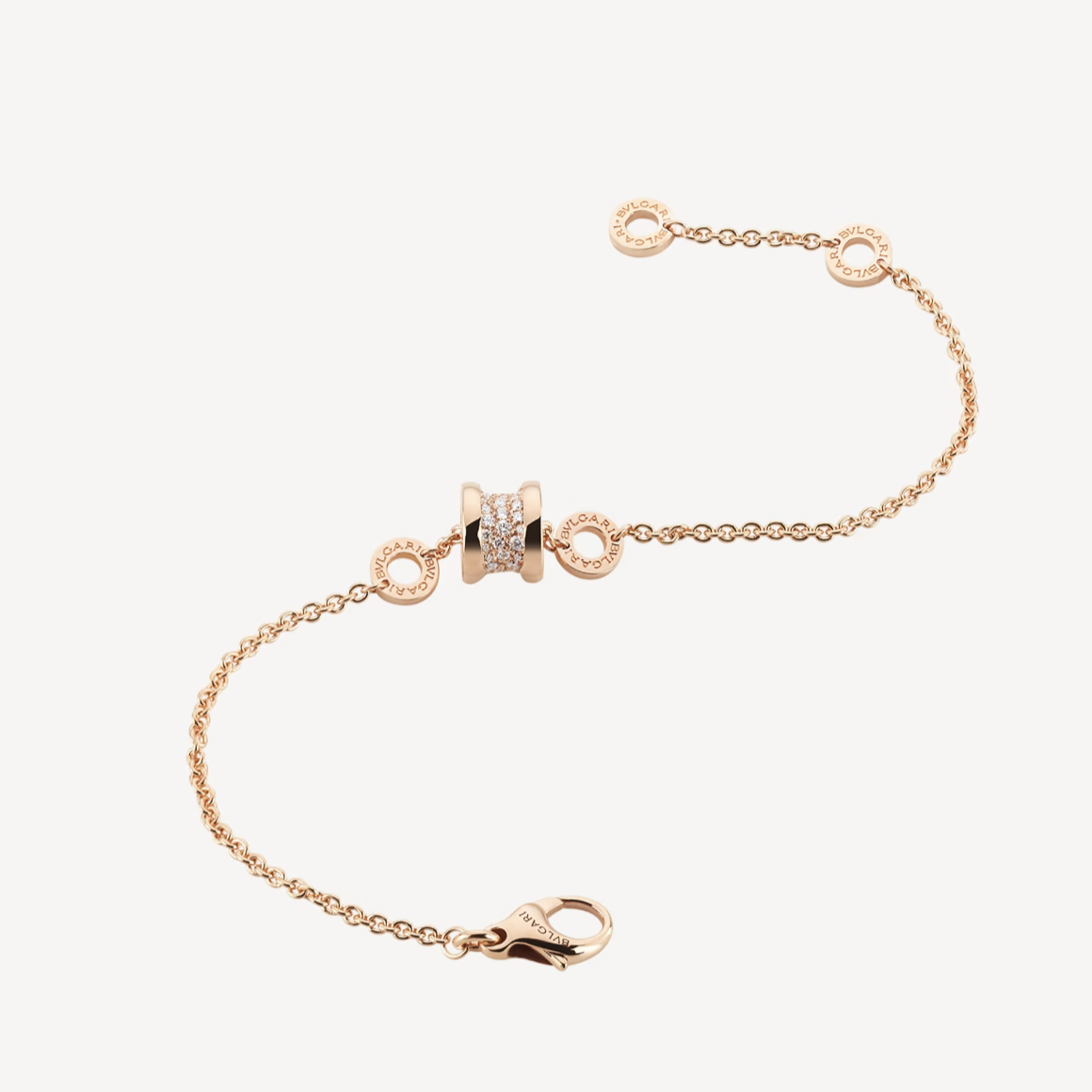 [Psychic Jewelrys]ZERO 1 SOFT PINK GOLD WITH PAVED DIAMONDS ON THE SPIRAL BRACELET