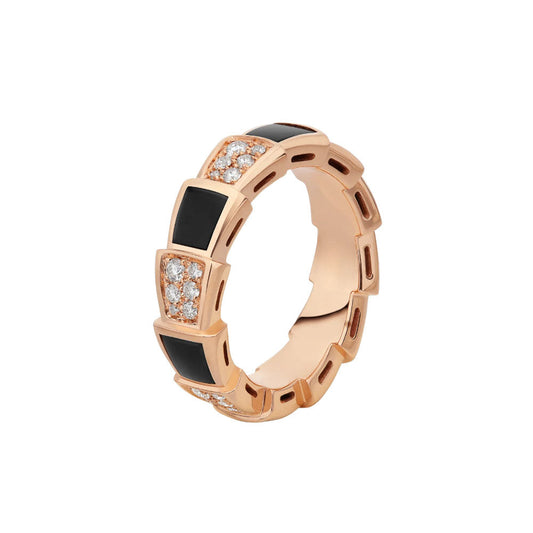 [Psychic Jewelrys]SERPENTI RING PINK GOLD BLACK MOP DIAMOND PAVED 4MM