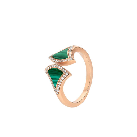 [Psychic Jewelrys]DREAM MALACHITE DIAMOND OPEN RING