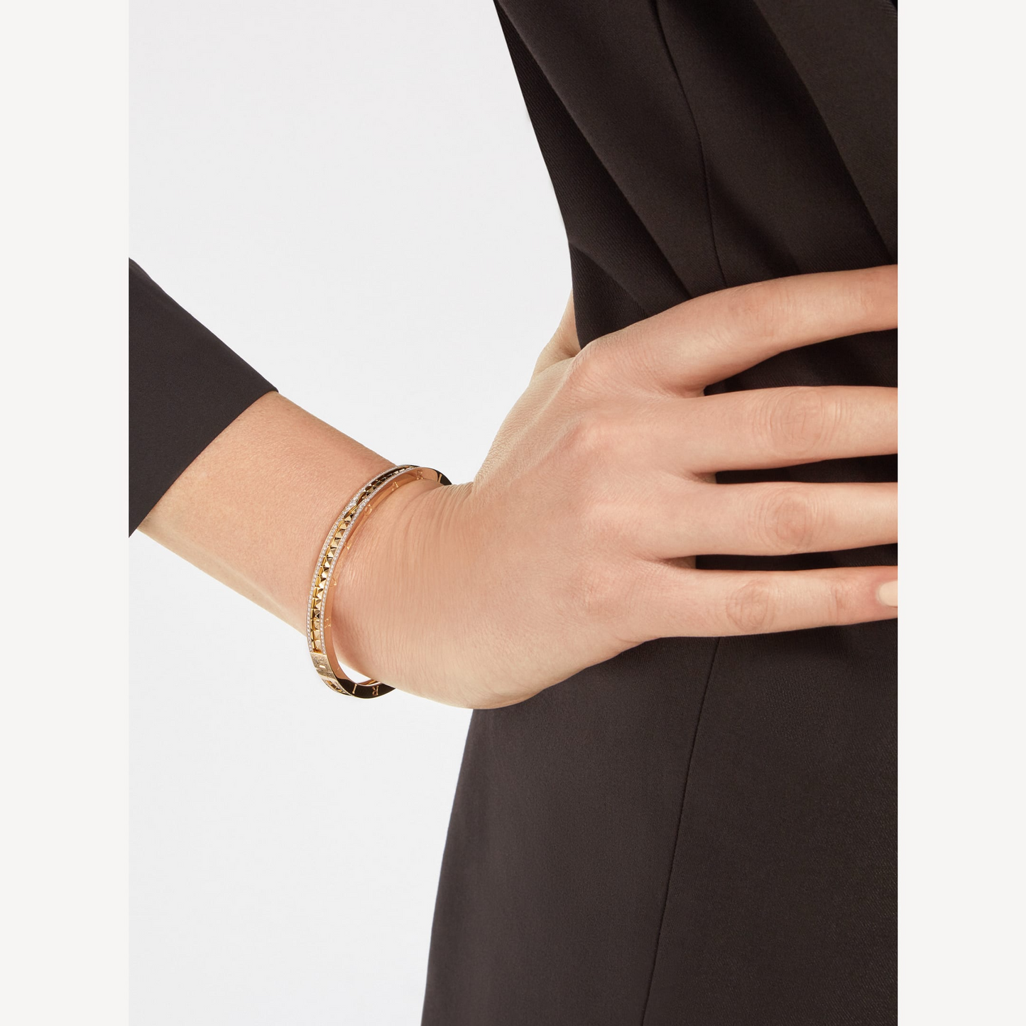 [Psychic Jewelrys]ZERO 1 SPIRAL AND PAVED DIAMOND GOLD BRACELET