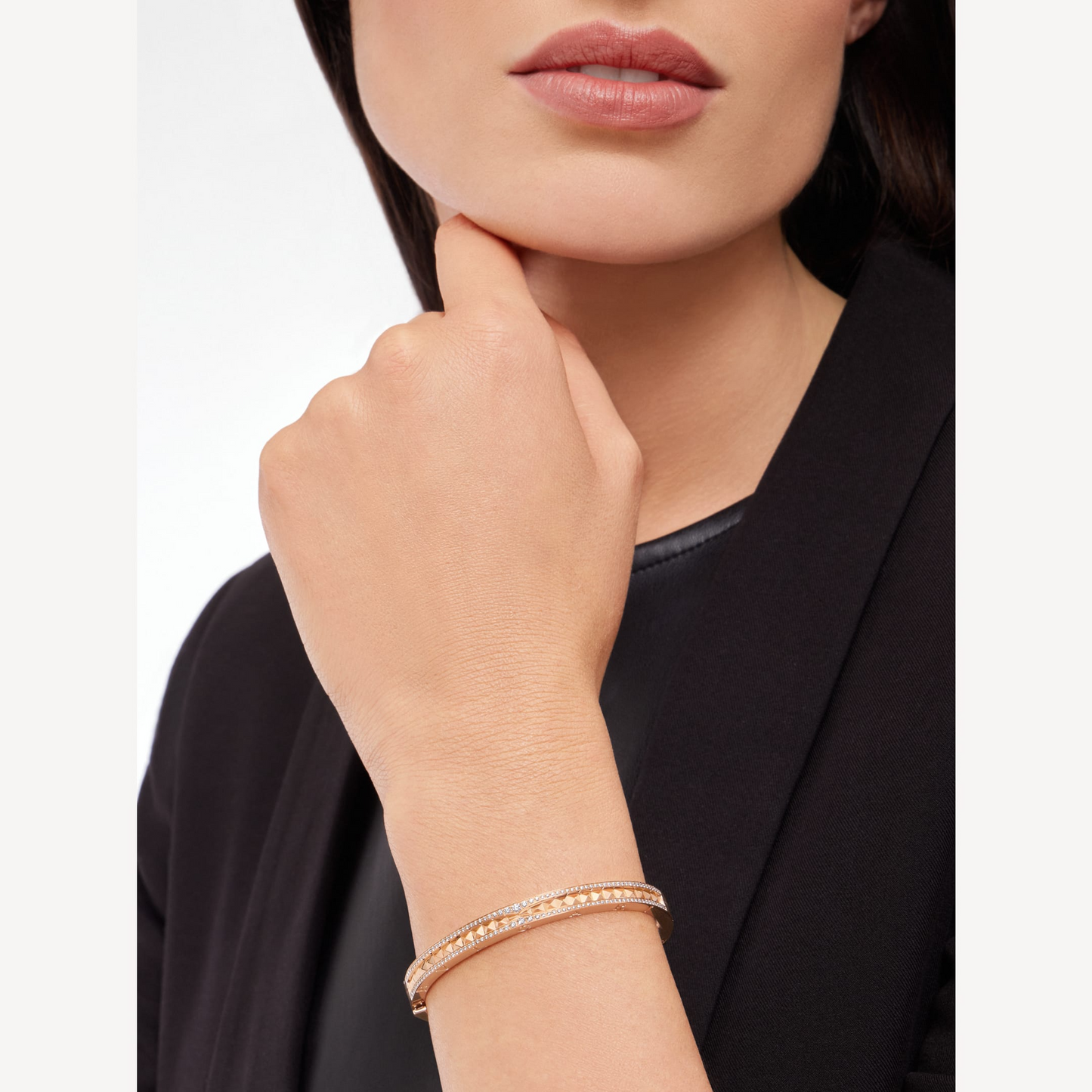 [Psychic Jewelrys]ZERO 1 SPIRAL AND PAVED DIAMOND PINK GOLD BRACELET