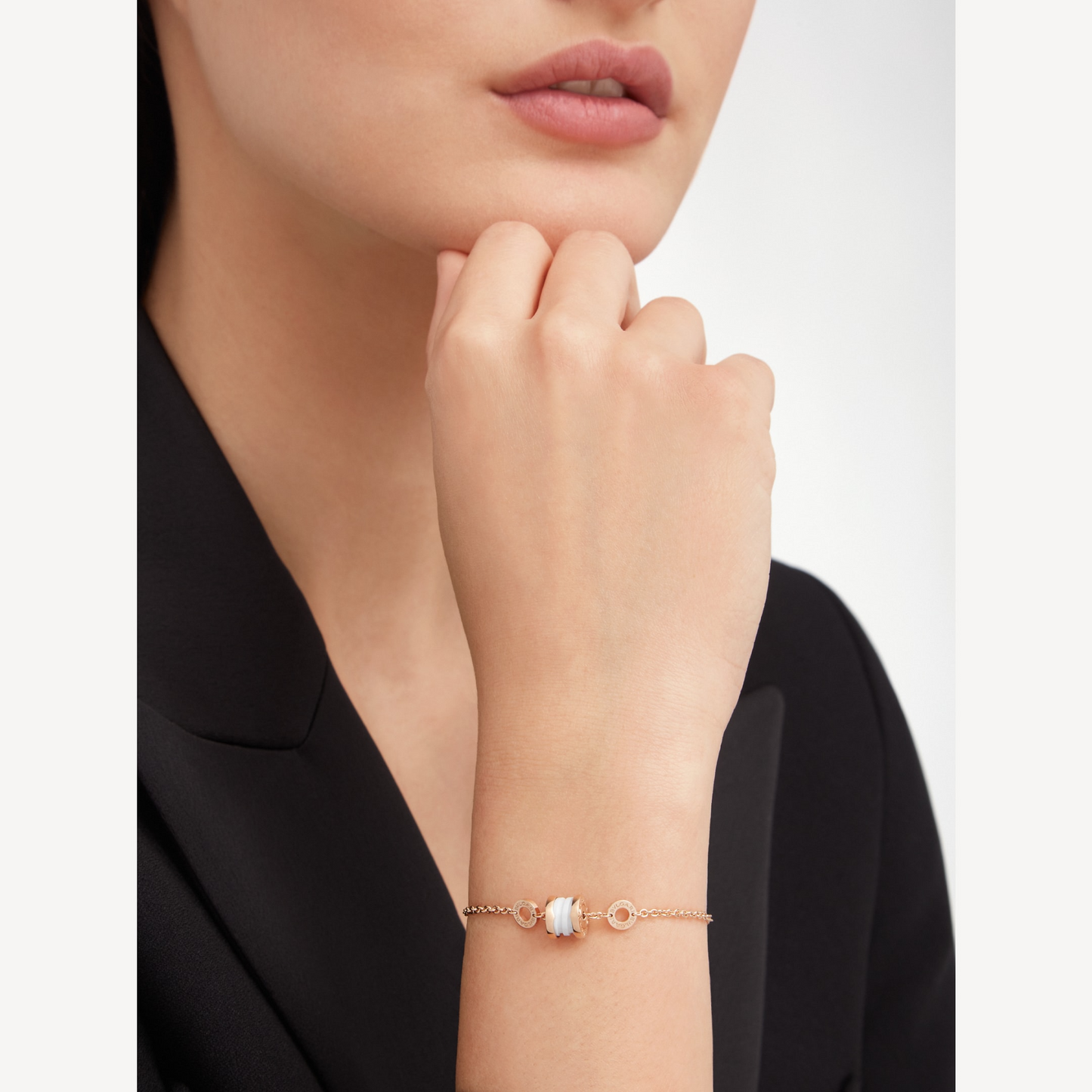[Psychic Jewelrys]ZERO 1 SOFT PINK GOLD AND WHITE CERAMIC BRACELET