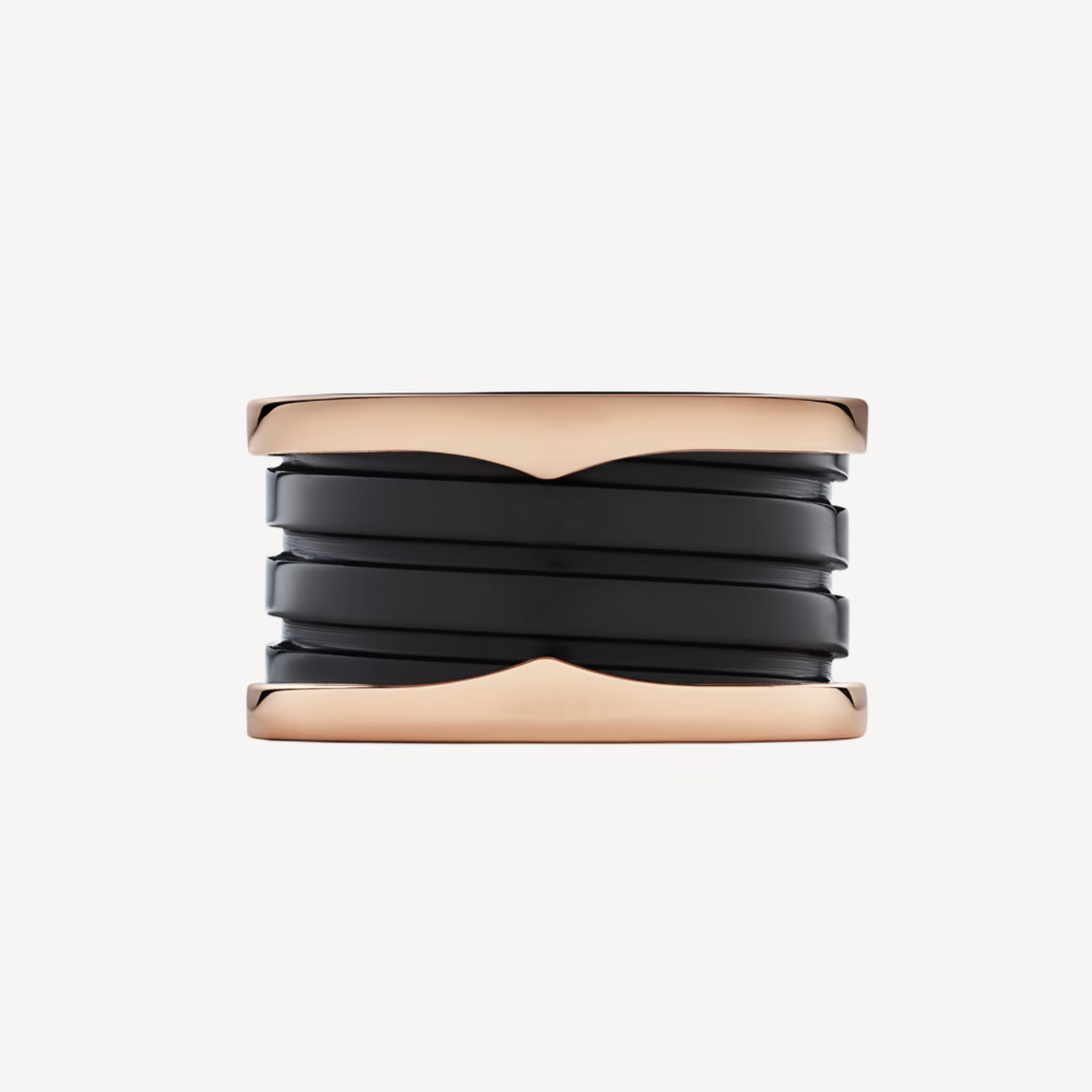[Psychic Jewelrys]ZERO 1 FOUR-BAND LOOPS AND BLACK CERAMIC SPIRAL PINK GOLD RING