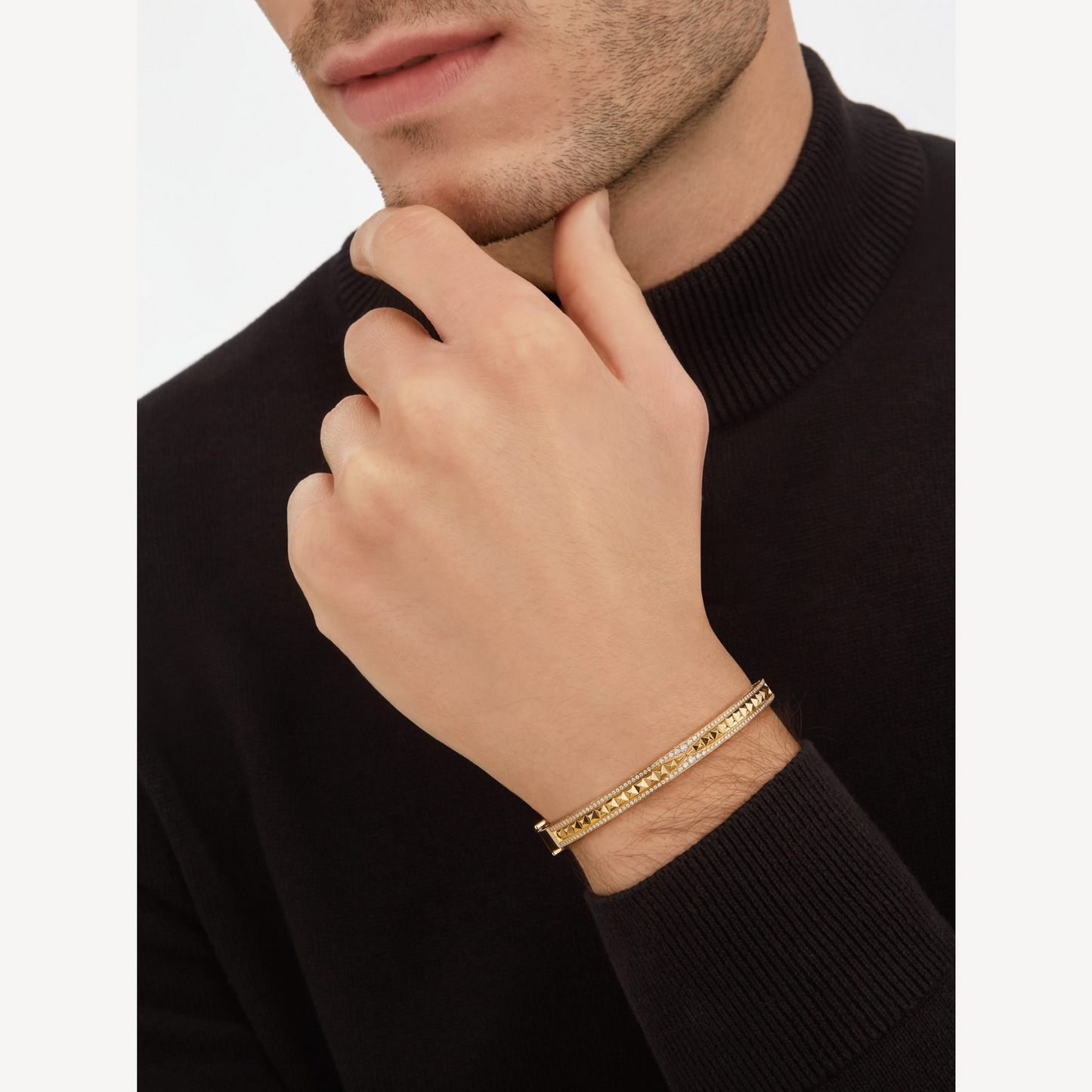 [Psychic Jewelrys]ZERO 1 SPIRAL AND PAVED DIAMOND GOLD BRACELET