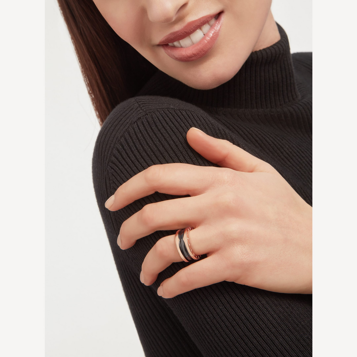 [Psychic Jewelrys]ZERO 1 TWO-BAND LOOPS AND BLACK CERAMIC PINK GOLD RING
