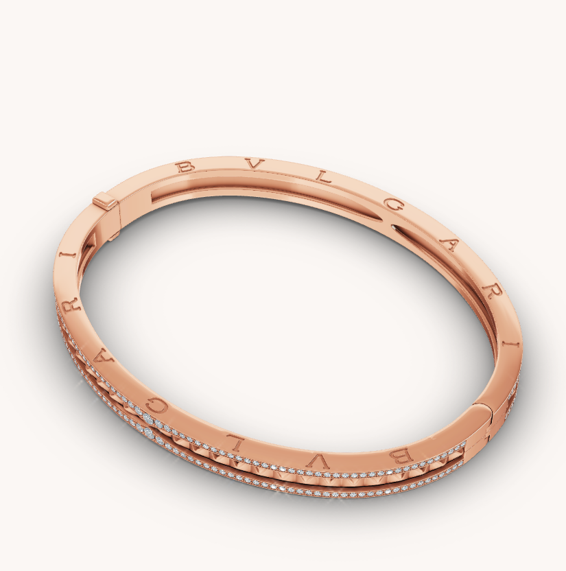 [Psychic Jewelrys]ZERO 1 SPIRAL AND PAVED DIAMOND PINK GOLD BRACELET