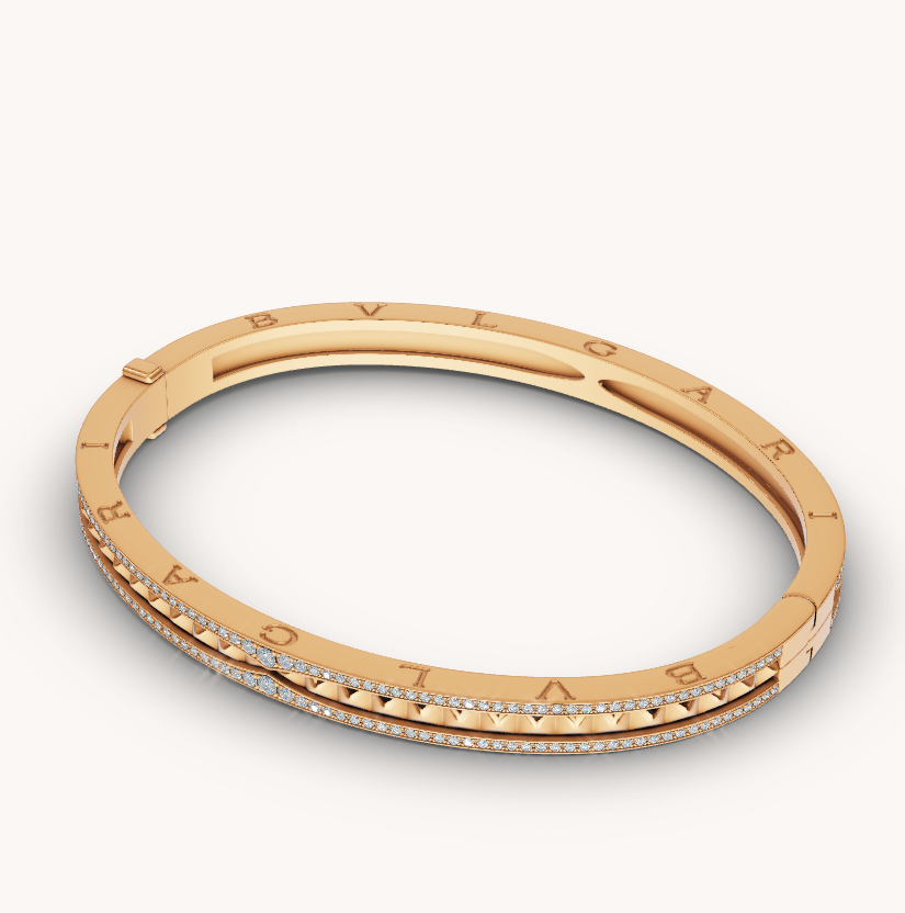 [Psychic Jewelrys]ZERO 1 SPIRAL AND PAVED DIAMOND GOLD BRACELET