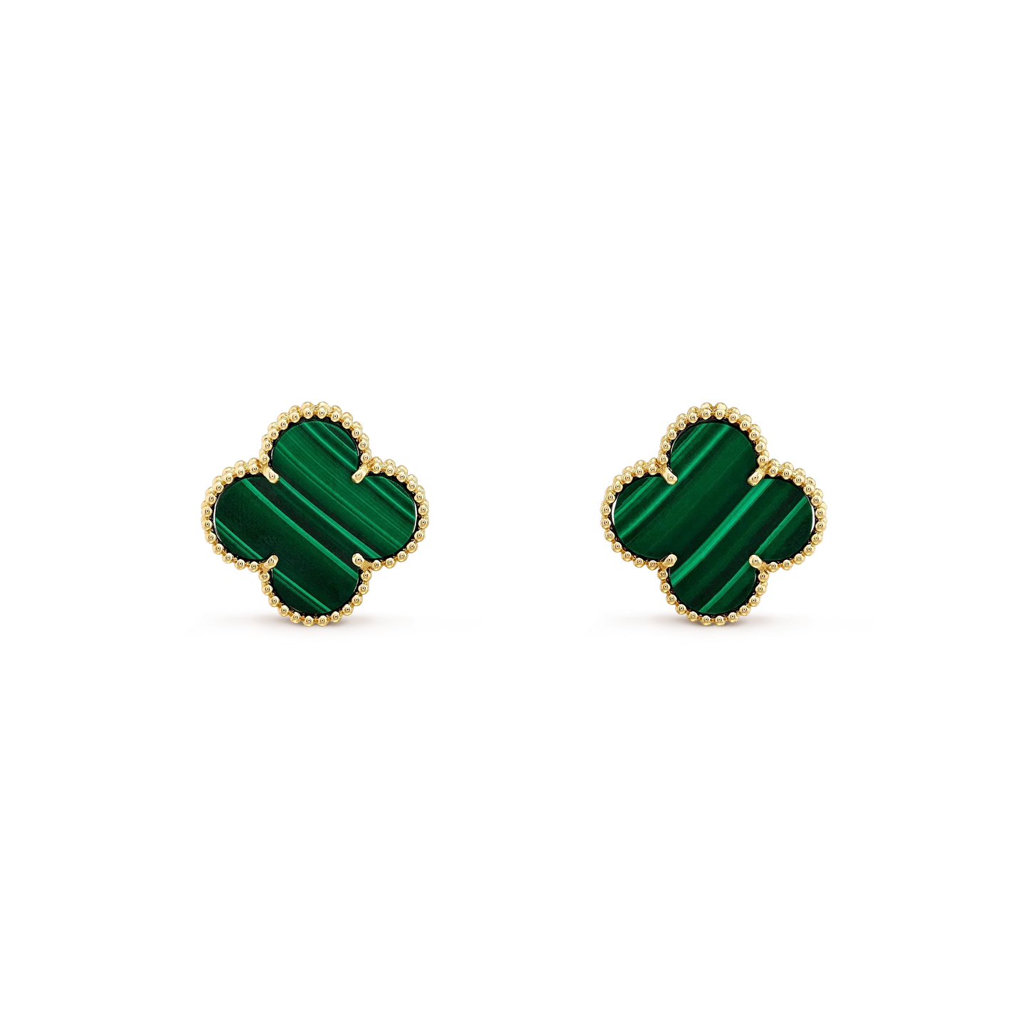 [Psychic Jewelrys]CLOVER MINI 9.5MM MALACHITE  EARRINGS