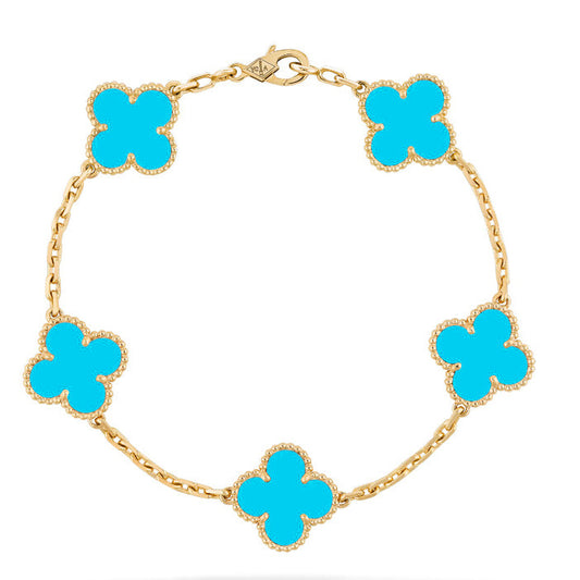 [Psychic Jewelrys]CLOVER 5 MOTIFS TURQUOISE BRACELET